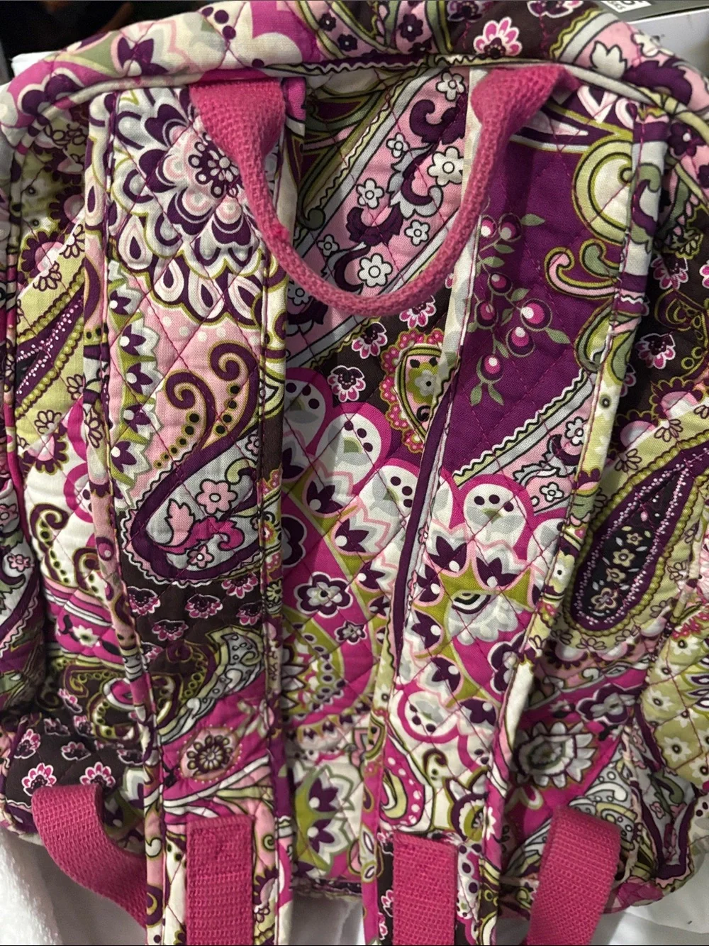 Vera Bradley Quilted Paisley Mini Backpack in Pink and Purple